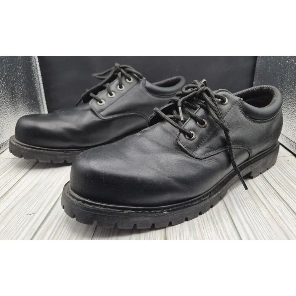 Skechers Cottonwood Elks Mens 11 Black Slip Resistant SR Work Shoes Relaxed Fit